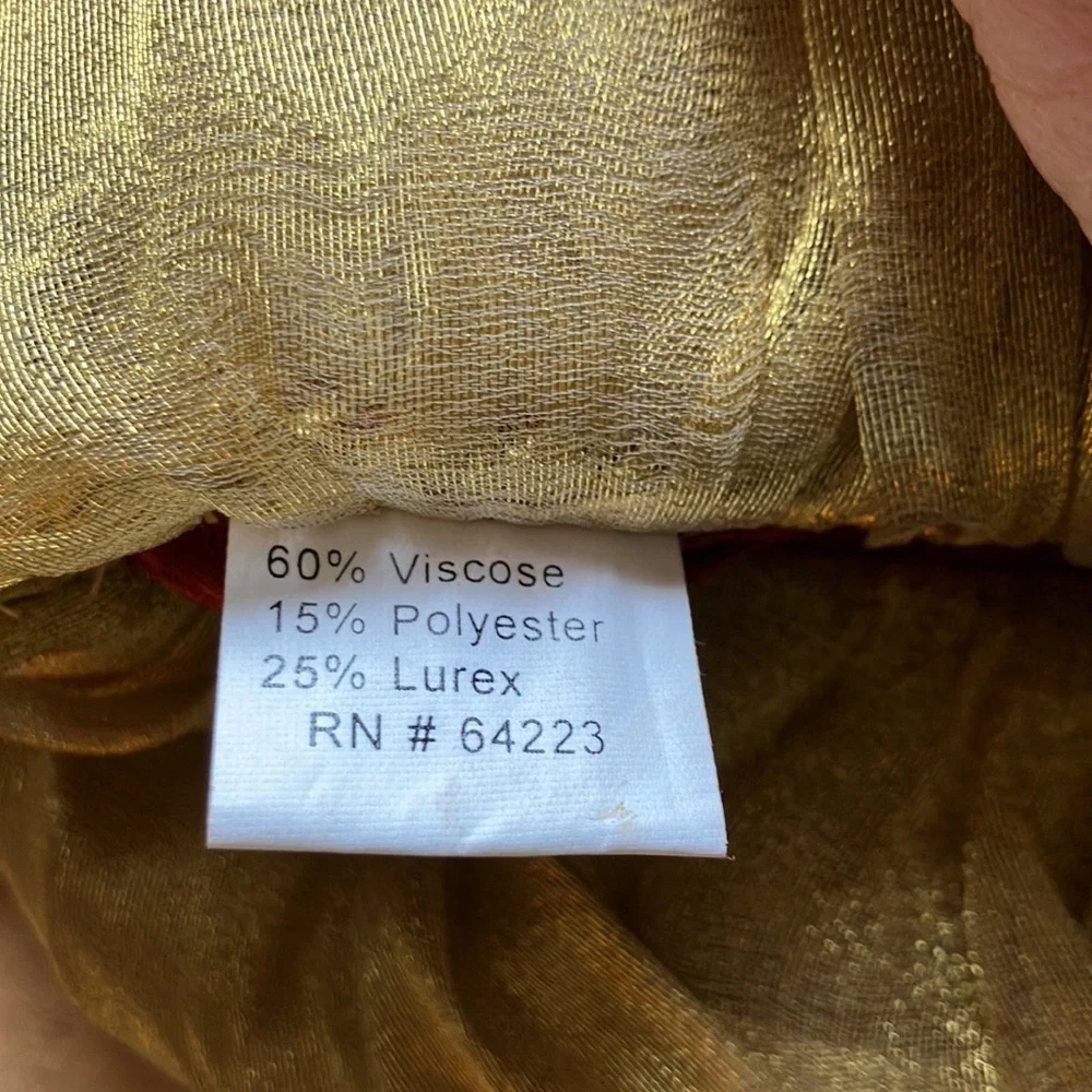Gold Renaissance Lurex Velvet Bells Christmas Stocking Nantucket Dist. Co. NWOT